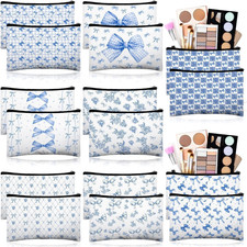 16 Pcs Bow Makeup Bags Bulk for Women Blue Coquette Aesthetic Preppy Cosmetic Ba