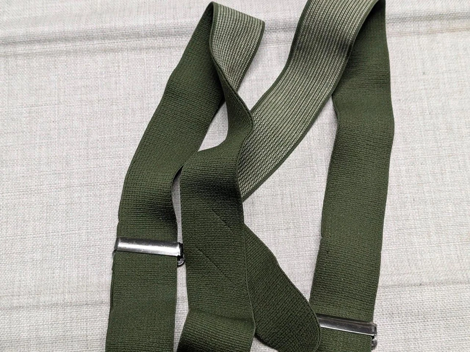 SUSPENDEDORES de lona elástica vintage SPORTSMAN verde CAZA tirantes Foto 4 de 4