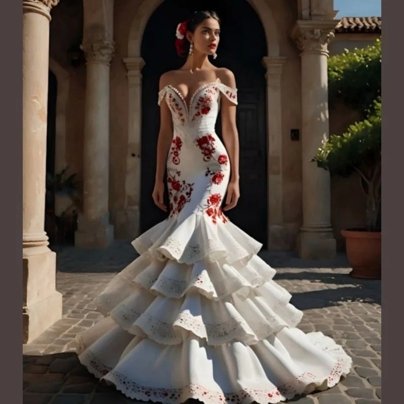 red and white mermaid wedding dresses Red Mermaid Dresses Mermaid Lace