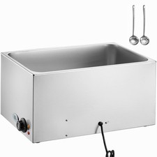 VEVOR Commercial Food Warmer 19QT Bain Marie 1200W Electric Buffet Warmer Steam