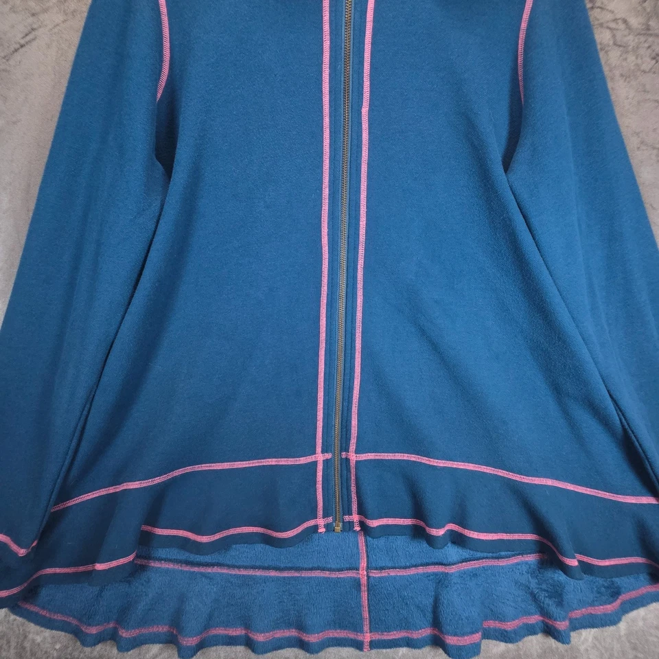 Matilda Jane Be Present Tunic Hoodie XL Teal Fleece Lined Pink Contrast Stitch - Image 4 of 4