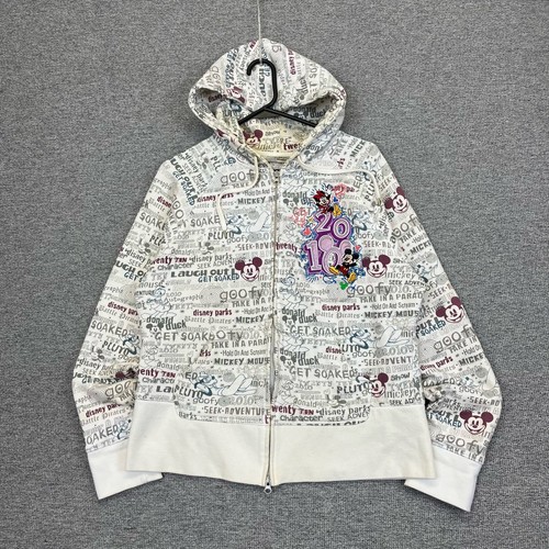 2010 Walt Disney World Purple Grey Full Zip Hoodie Mickey Womens XL Patterned