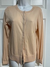 NWT Ann Taylor LOFT Soft Peach Button Front Cardigan Sweater Light Weight, S