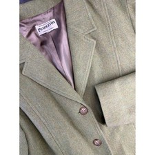 Pendleton Womens Wool Herringbone Blazer Jacket Green 3 Button Vintage Lined