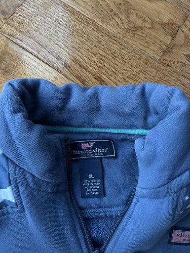 Vineyard Vines Fleece Pullover Quarter Zip Sharks Blue Youth Kid’s Unisex XL - Picture 6 of 9