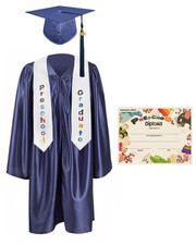 Preschool Graduation Cap Gown Stole Package with 2025 Tassel, Certificate Nav...