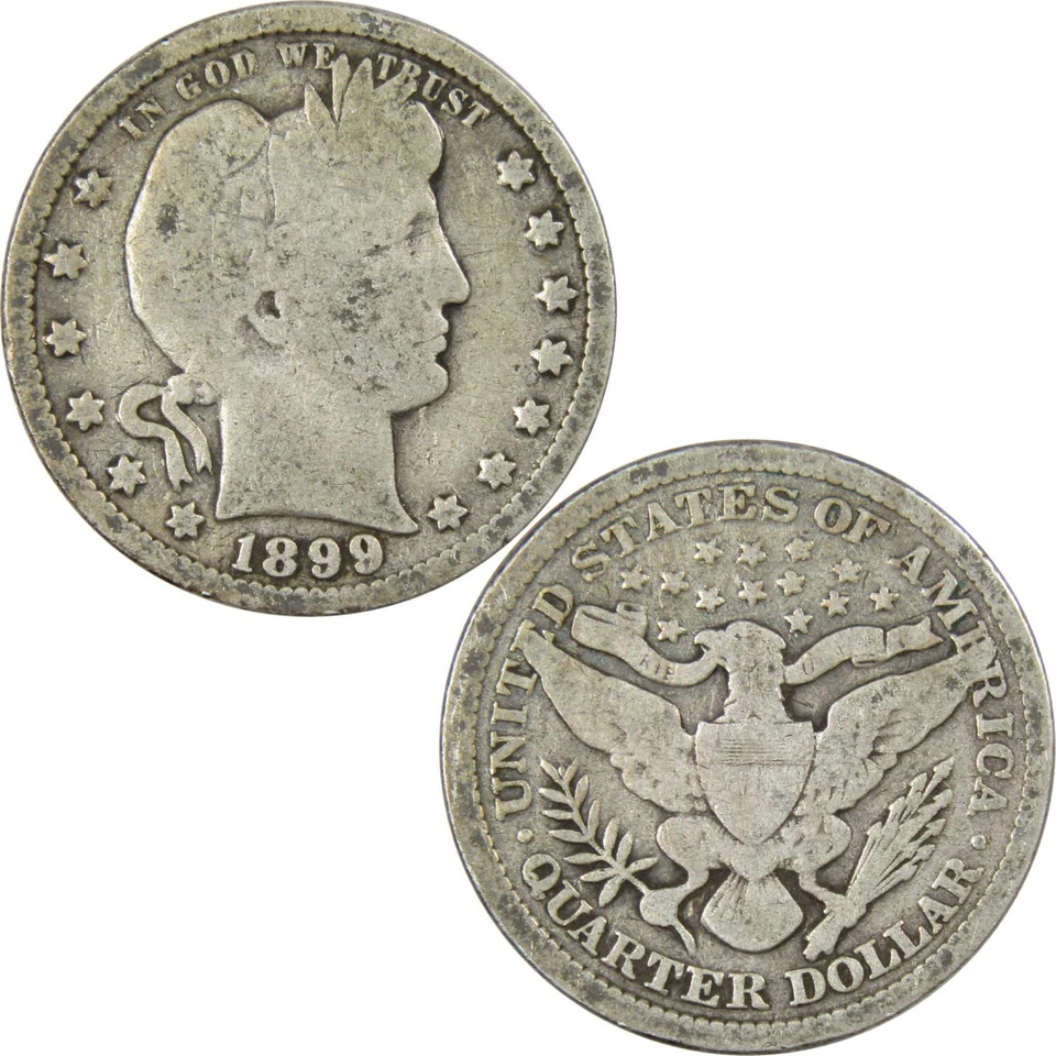 1899 Barber Quarter Circulated Silver 25c Coin Collectible - Image 3 of 4