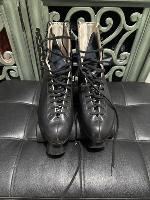 Riedell 1706 Black Leather vintage High-Top Quad Indoor Roller Skates