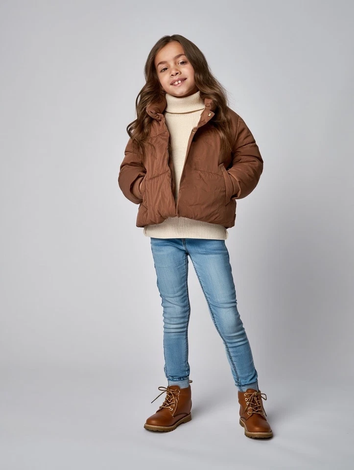 Chaqueta acolchada George Kids - Marrón - Talla 9-10 años - Abrigo corto acolchado con capucha Foto 2 de 4