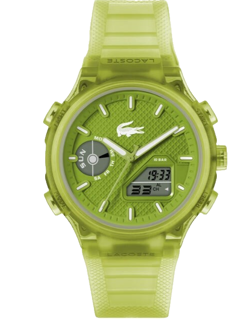 Lacoste LC33 Analog & Digital Green Silicone Strap Men Watch 45mm 2011432 New In Box Green Lacoste LC33 Analog/Digital Silicone Strap  main image 3