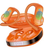 NC Bluetooth Ear-hook Earbuds Orange Charging Case LED Display