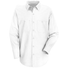 Red Kap Men's Long Sleeve Wrinkle-Resistant Cotton Work Shirt, White, 4XL
