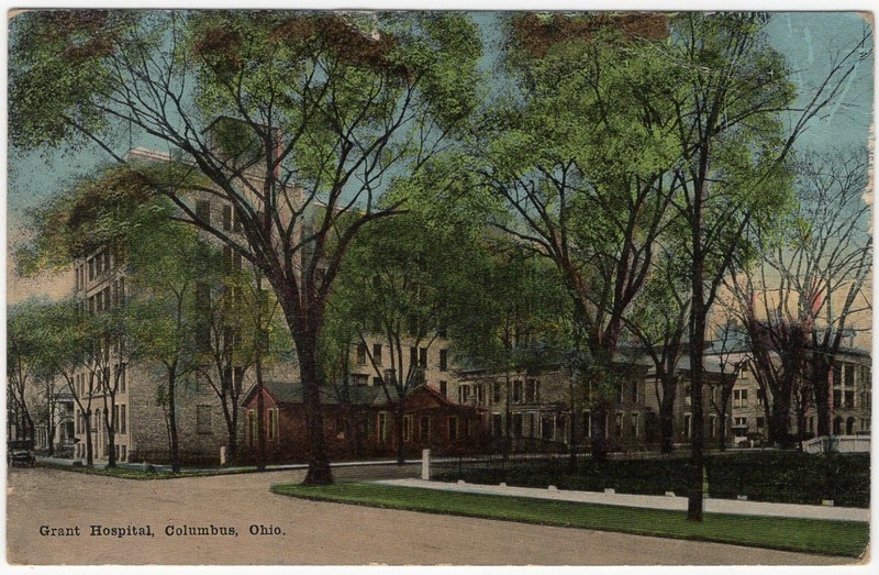 Colorized Postcard: Grant Hospital, Columbus, Ohio OhioHealth medical center