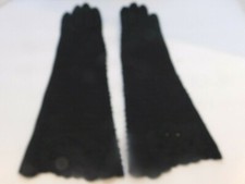 DESIGNER LADIES' BLACK BEADED DRESS GLOVES UNLINED SIZE 6.5