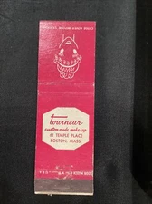 Tourneur Custom Made Make-Up Boston Mass Ad Matchbook Cover