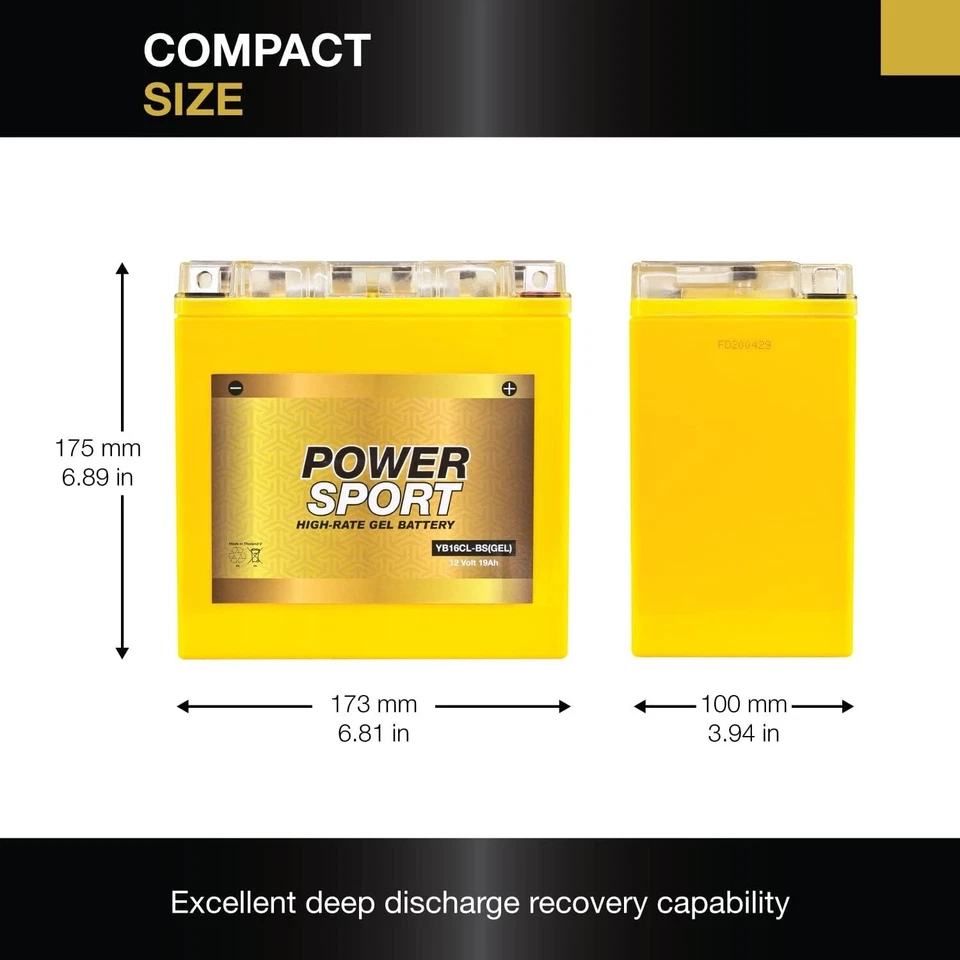 YB16CL-B 12V 19AH Gel Battery Compatible with BMW K1200GT 03-08 Foto 2 de 4