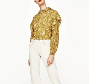 yellow lace top zara
