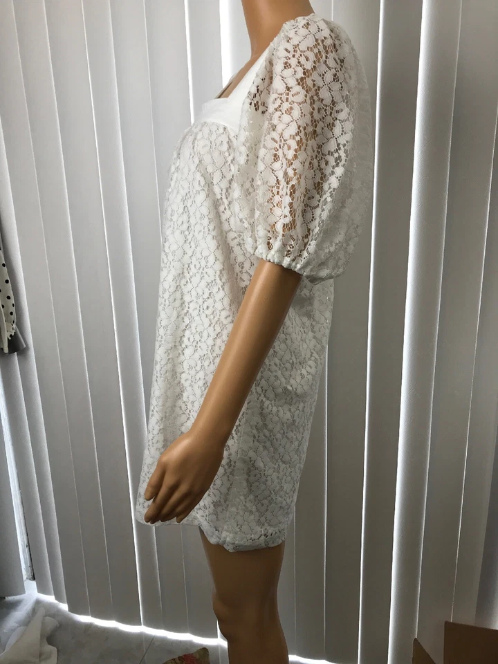 TO The MAX 女式 2 码白色蕾丝迷你连衣裙内衬背面拉链宽松 Z 码 — 第 3/4 张图片