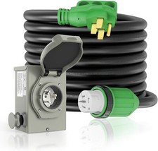 50 Amp Generator Cord 25FT and Power Inlet Box, NEMA 14-50P to SS2-50R