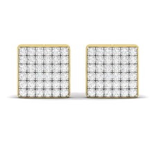 .20 CTW Diamond Cluster Square Stud Earrings in 10K Yellow Gold