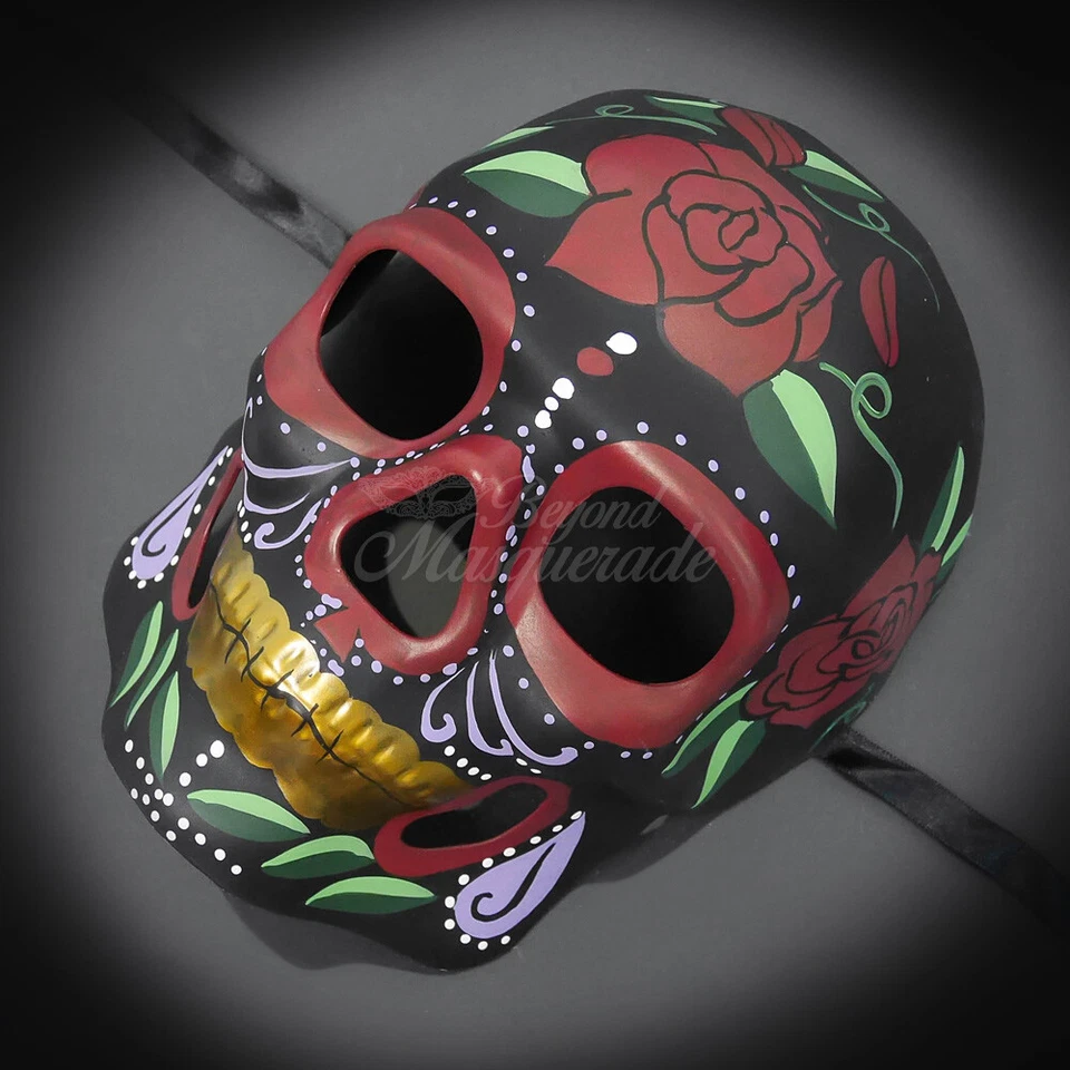 Day of the Dead Mask - Full Face Mask, Dia de los Muertos Masquerade Mask Rose - Image 4 of 4