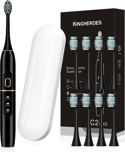 Cepillos de dientes electrico 8 cabezales de cepillo estuche de viaje recargable - Picture 6 of 6