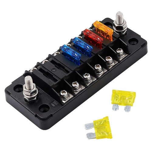 6 Ways Blade Fuse 32V 75A Car Boat Fuse Box Holder W/ Power Panel Board Camper - Picture 10 of 24