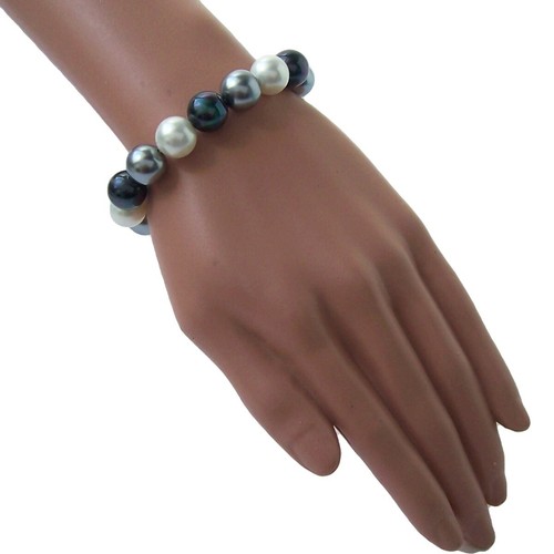 Perlenkette Perlen Armband Ohrringe Muschelkernperlen Schmuck Set Hochzeit VS7# - Bild 34 von 99
