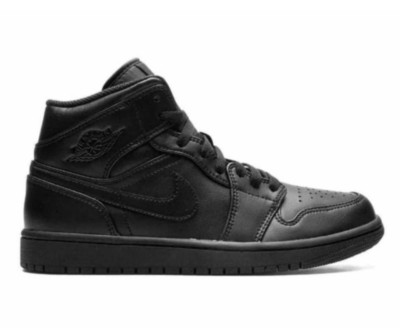 NIKE Air Jordan 1 Mid 'Triple Black' Sneakers Size 5.5Y