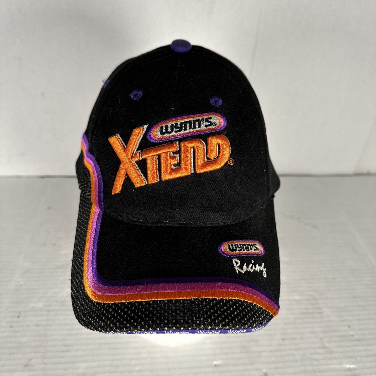 90s WYNN’S RACING 6PANELCAP トラッカーCAP USA Wynn's X-TEND Racing Car Show Race Rare Black UNIQUE