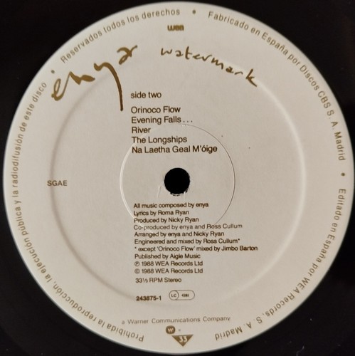ENYA ** Watermark ** ORIGINAL 1988 SPAIN LP w/ INSERT - Picture 4 of 4