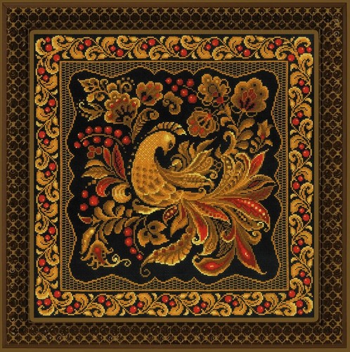 RIOLIS Counted Cross Stitch Kit 1758 Cushion Khokhloma Painting - Picture 3 of 4