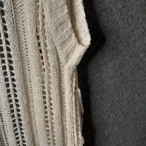SERAFINA Womens boho open knit vest Size 8 cream fabric fringing festival casual - Picture 13 of 16
