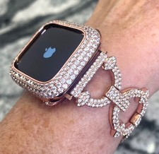 40 mm Rose Gold Lab Diamond Apple Watch Bezel Apple Watch band case