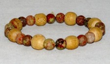 Stone  Wood Bead Elastic Bracelet Multicolor 3" Diameter JB04