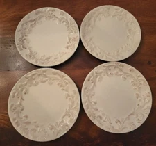 Set 4 Bread/Dessert Plates Acanthus Leaf Beige GG Collection Gracious Goods 