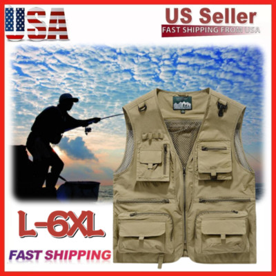 Men's Multi Pocket Quick Drying Vest Outdoor Fishing Photography Hiking Camping