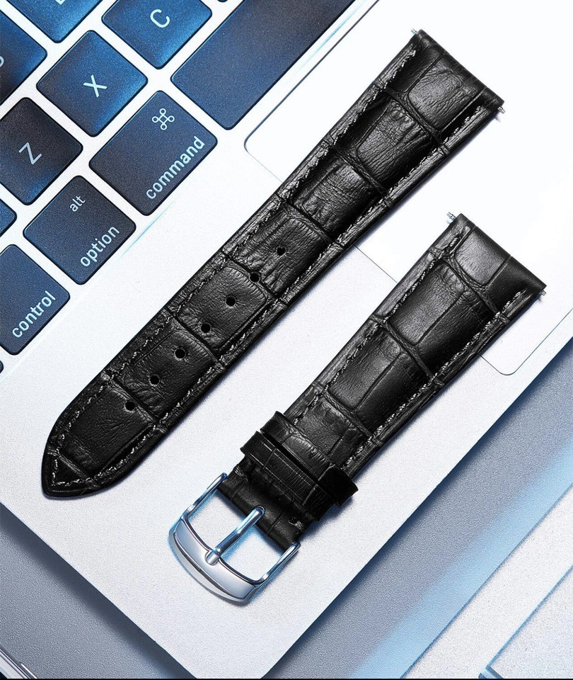 Bracelet Montre En Cuir Lisse De Veau Vert - Tailles 8mm à 22mm (standard), Unisexe, Neuf Avec étiquette