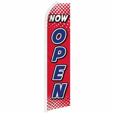 Now Open Advertising Swooper Feather Flutter Flag Open Now RD/WT