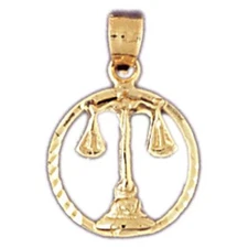 Libra Zodiac Sign Charm Pendant 14k Gold (1.2 Grams)