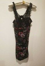Free People Floral Printed Knockout Mini Dress Medium Black Red Sleeveless Lined