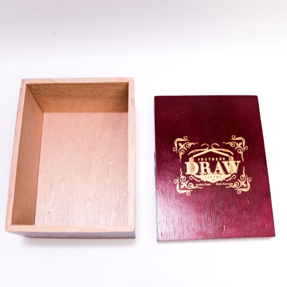 Southern Draw Robusto Rose of Sharon Empty Wooden Cigar Box 6" x 4.5" x 3"