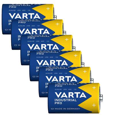 6 x Batterien VARTA 4020 Alkaline, Mono, D, LR20, 1.5V Industrial Pro, 6er Pack