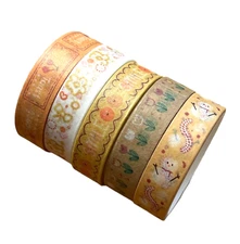 5 Rolls Yellow Mix Washi Craft Decorative Masking Tape Adhesive 10mm Wide