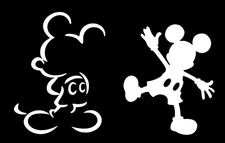 Mickey Mouse Two 5" White Vinyl Decals Car Truck Window Laptop Notebook Tablet