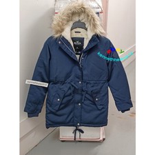 Hollister Cozy Lined Parka Jacket Coat Navy Blue Womens Size Xs,m