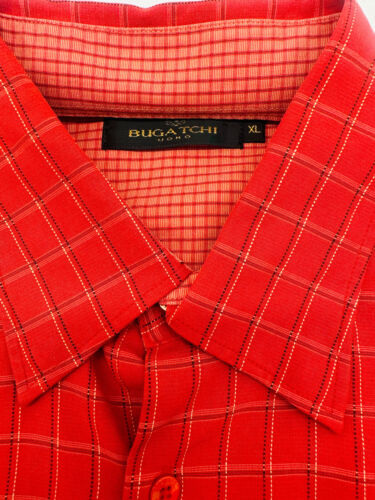 Bugatchi Uomo Long Sleeve Button Up Mens XL Red Check Dress Shirt 2338 - Picture 2 of 6