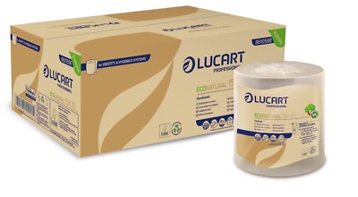 6 Rollen Handtuchrollen Lucart Eco Natural 155ID 2-lagig Recycling Spenderrollen