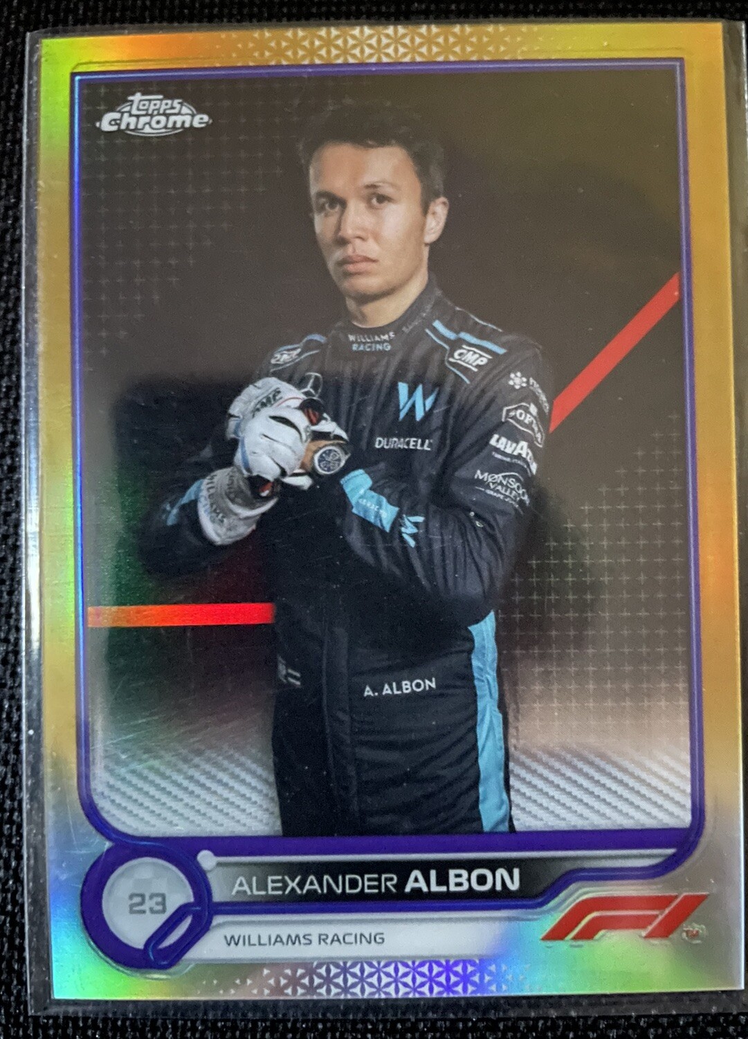 2022 Topps Chrome Formula 1 F1 Alexander Albon Gold & Purple Refractor SP #54
