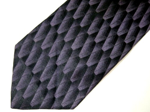 Vtg Arrow Mens Necktie Tie Black Purple Geometric Silk 60" Career - Foto 1 di 3